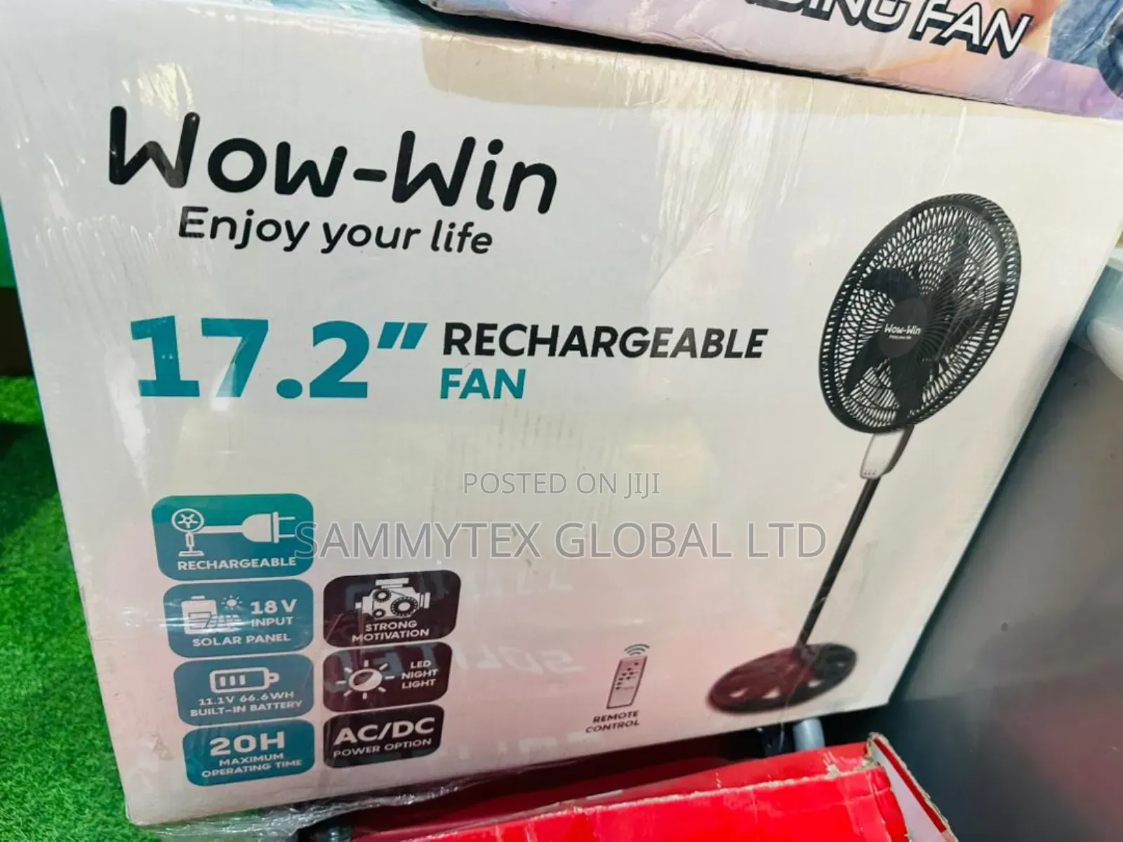 Brand New Wow-Win Rechargeable Fan 18" With Warranty