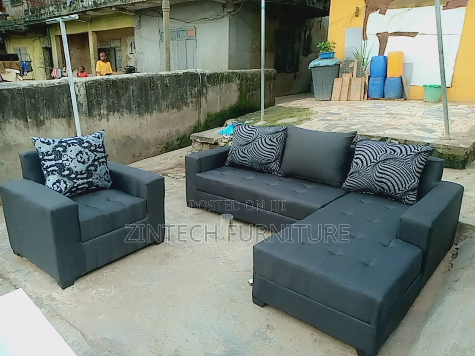Quality Deep Gray L Shape Sofas