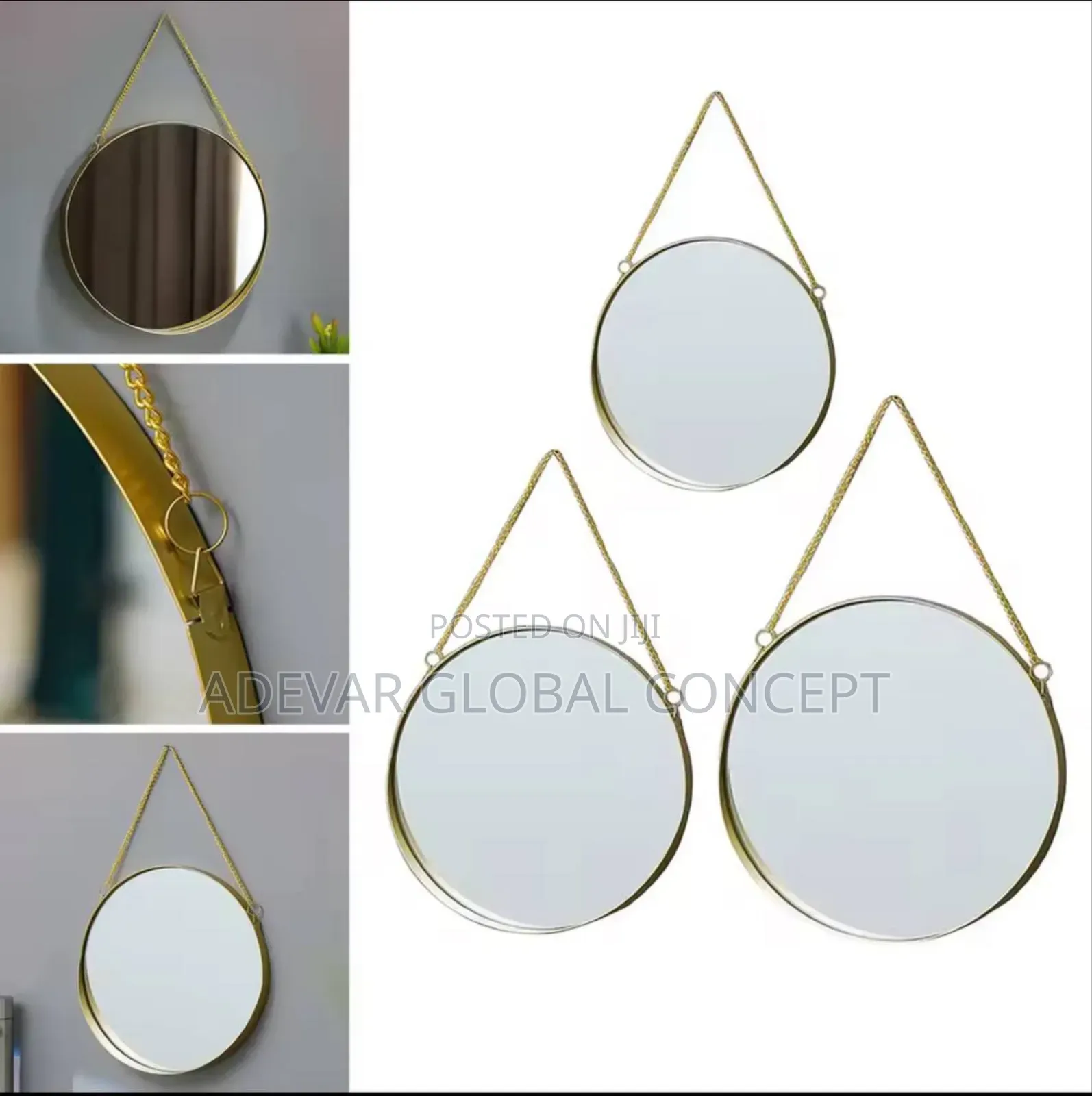 Multipurpose Metal Golden Frame Make Up Mirror Wall Mirror