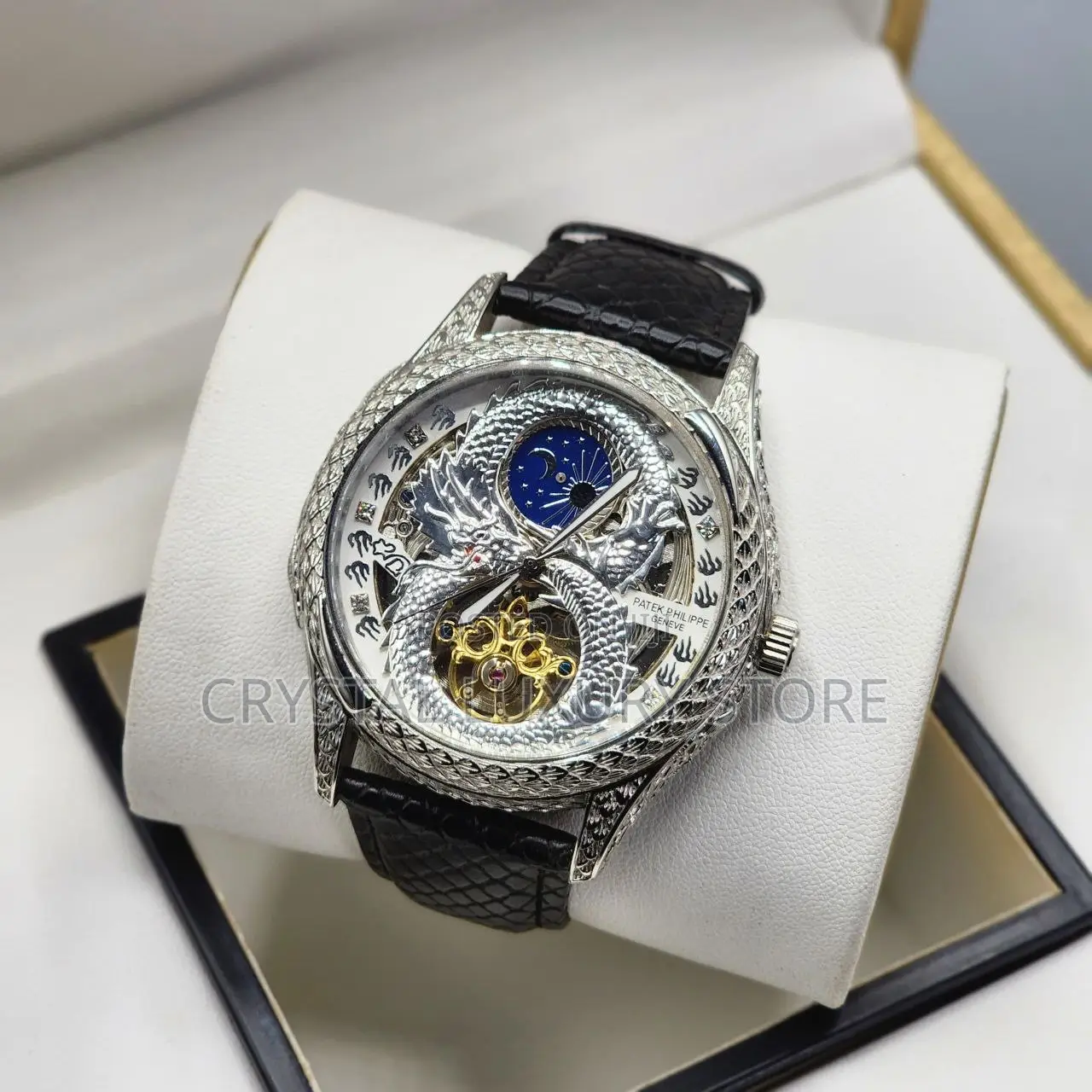 Patek Philippe Quality Luxury Men Genuine Leather Wristwatch