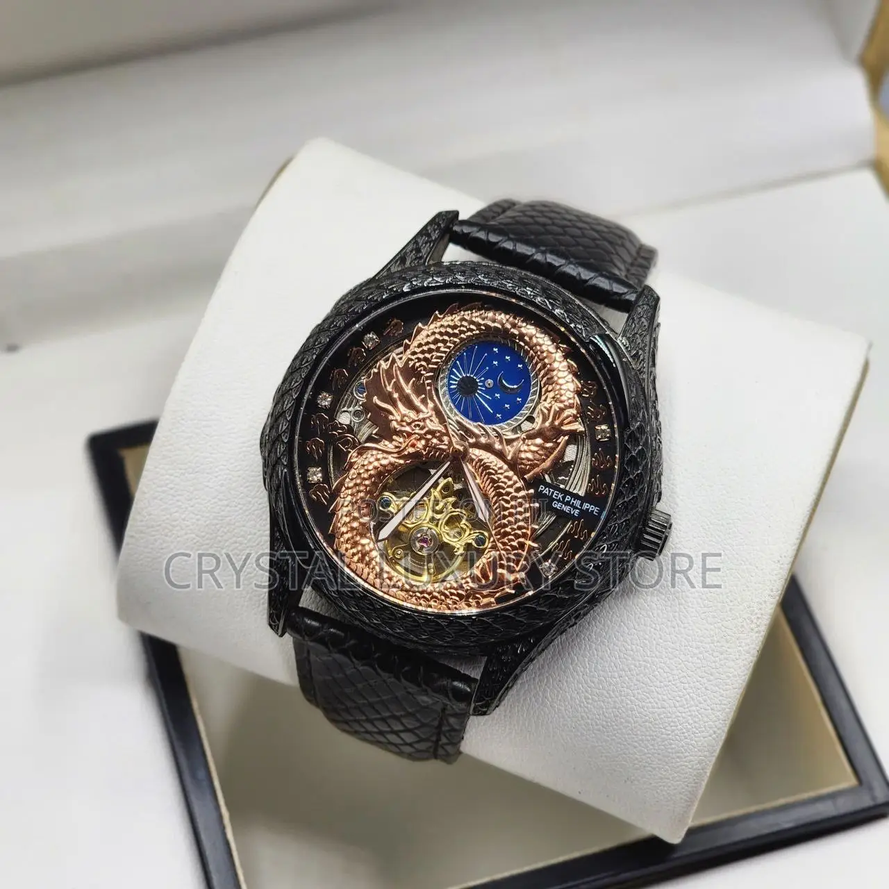Patek Philippe Quality Luxury Men Genuine Leather Wristwatch