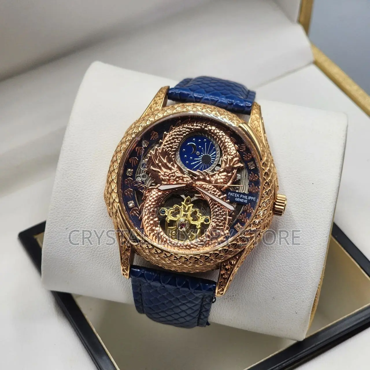 Patek Philippe Quality Luxury Men Genuine Leather Wristwatch