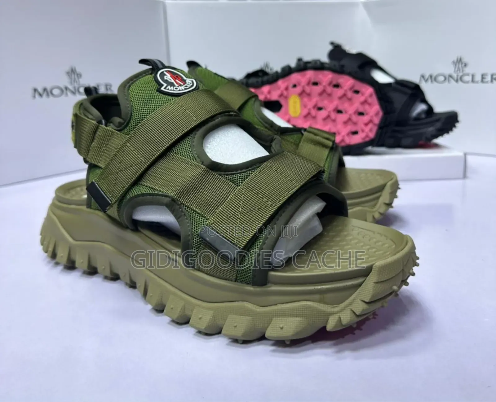 Moncler Men's Sandals Green/Black Size 40-45