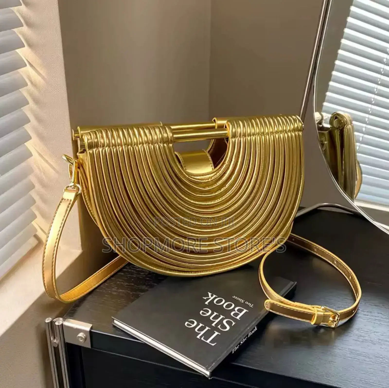 Luxury Designer Woven Semicircle Clutch Purse.