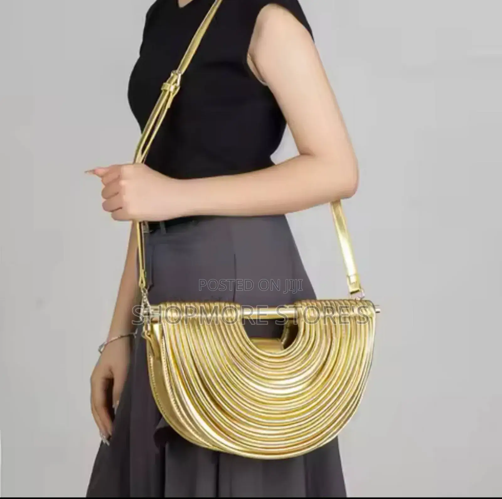 Luxury Designer Woven Semicircle Clutch Purse.
