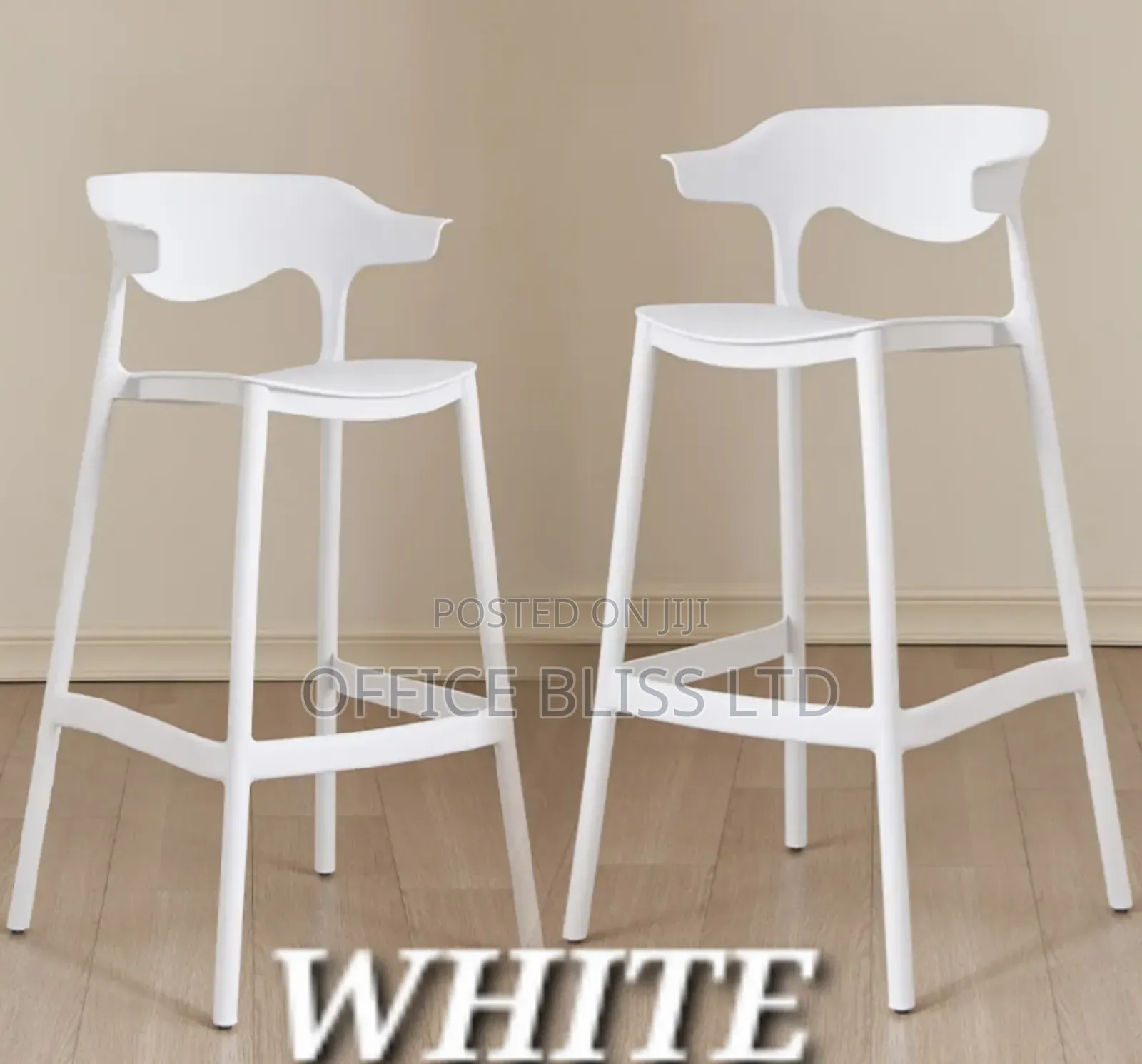 Silas Kitchen Stackable Bar Stools- Set of 2( White)