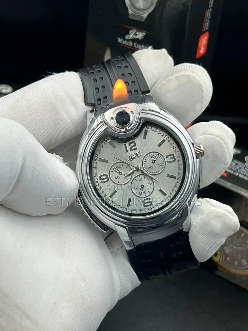 Gas Light Time Display Rubber Watch, With Date,