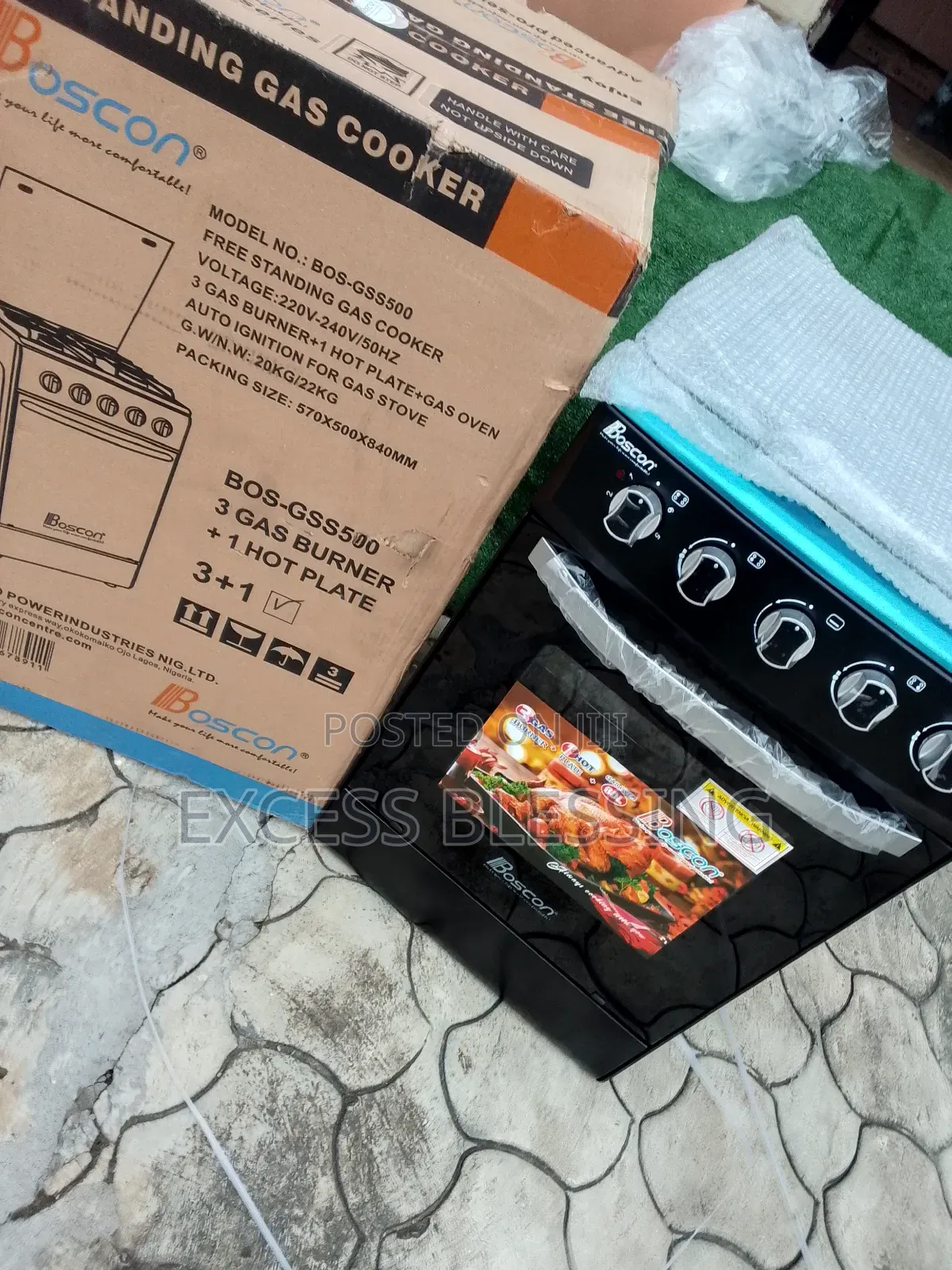 Affordable 50 50 Boscon Standing Gas Cooker Auto Ignition+ Oven