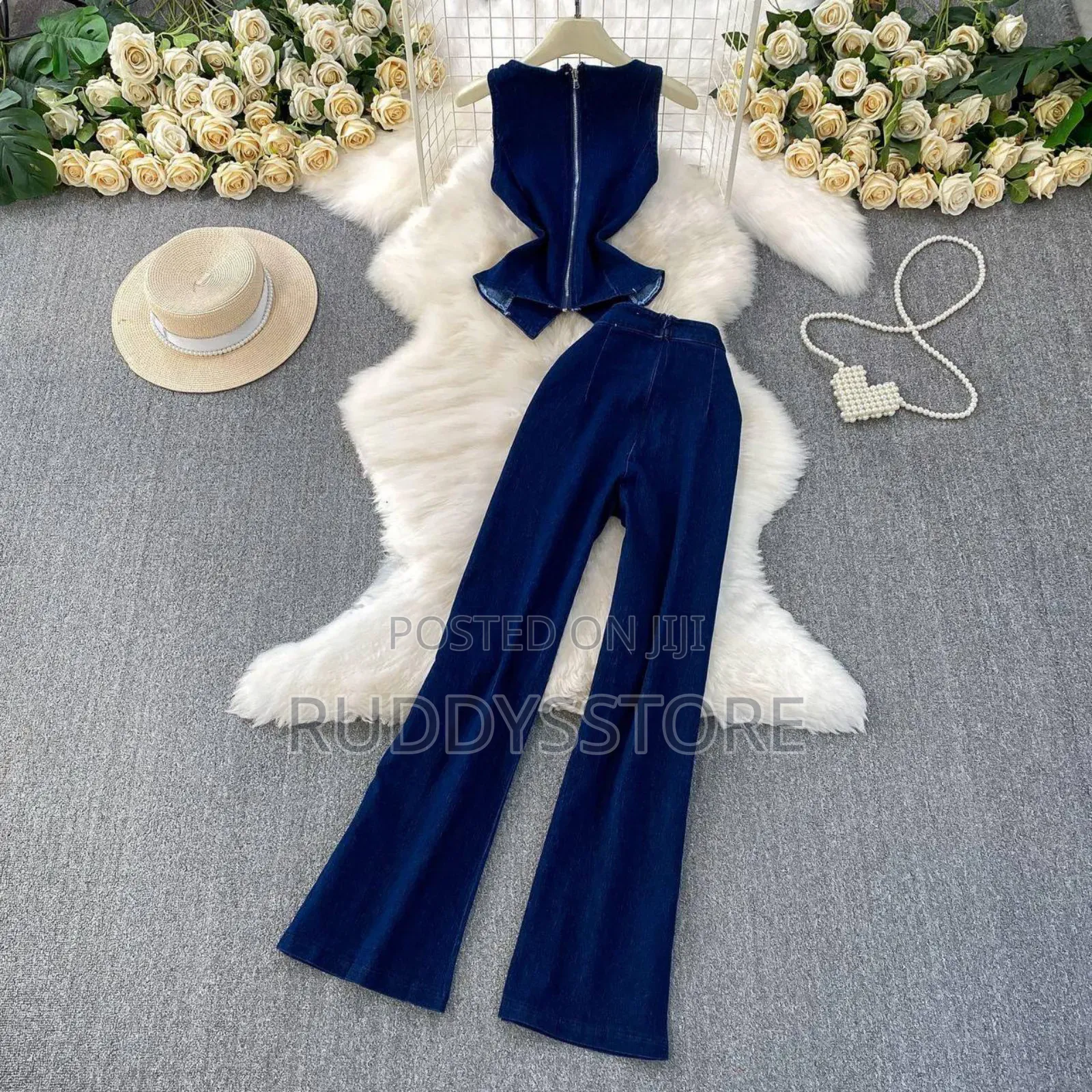 Luxury Sleeveless Denim Two-Piece Set – Stylish Versatile