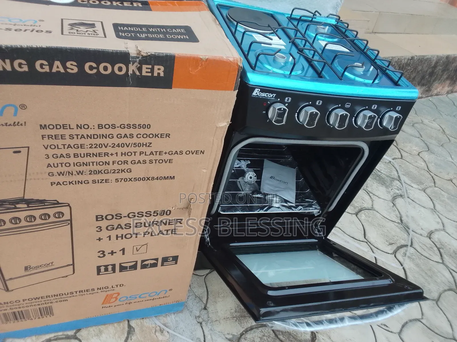 Brand New Bos_gss 500 Boscon Standing Gas Cooker 3+1