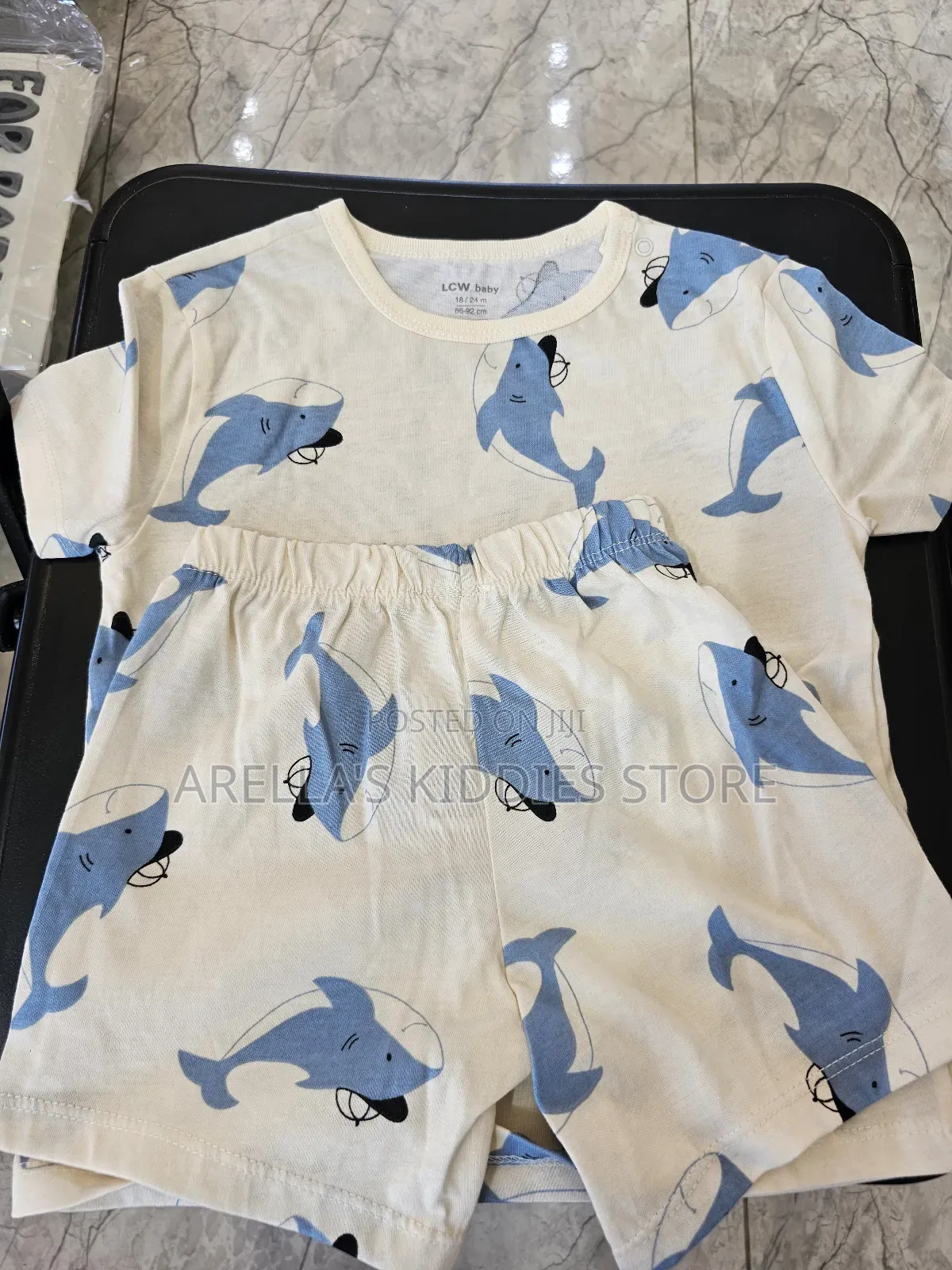 LCW Baby Ecru Printed Baby Boy Shirt and Pants 2 PCS Set.