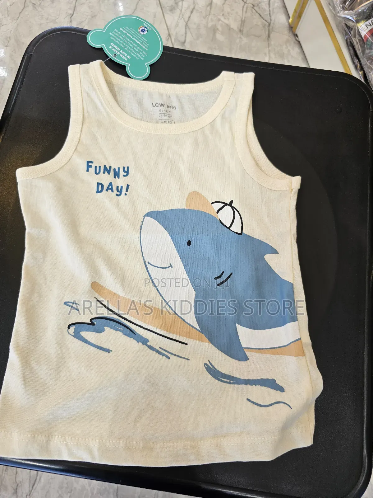 LCW Baby Ecru Printed Baby Boy Shirt and Pants 2 PCS Set.