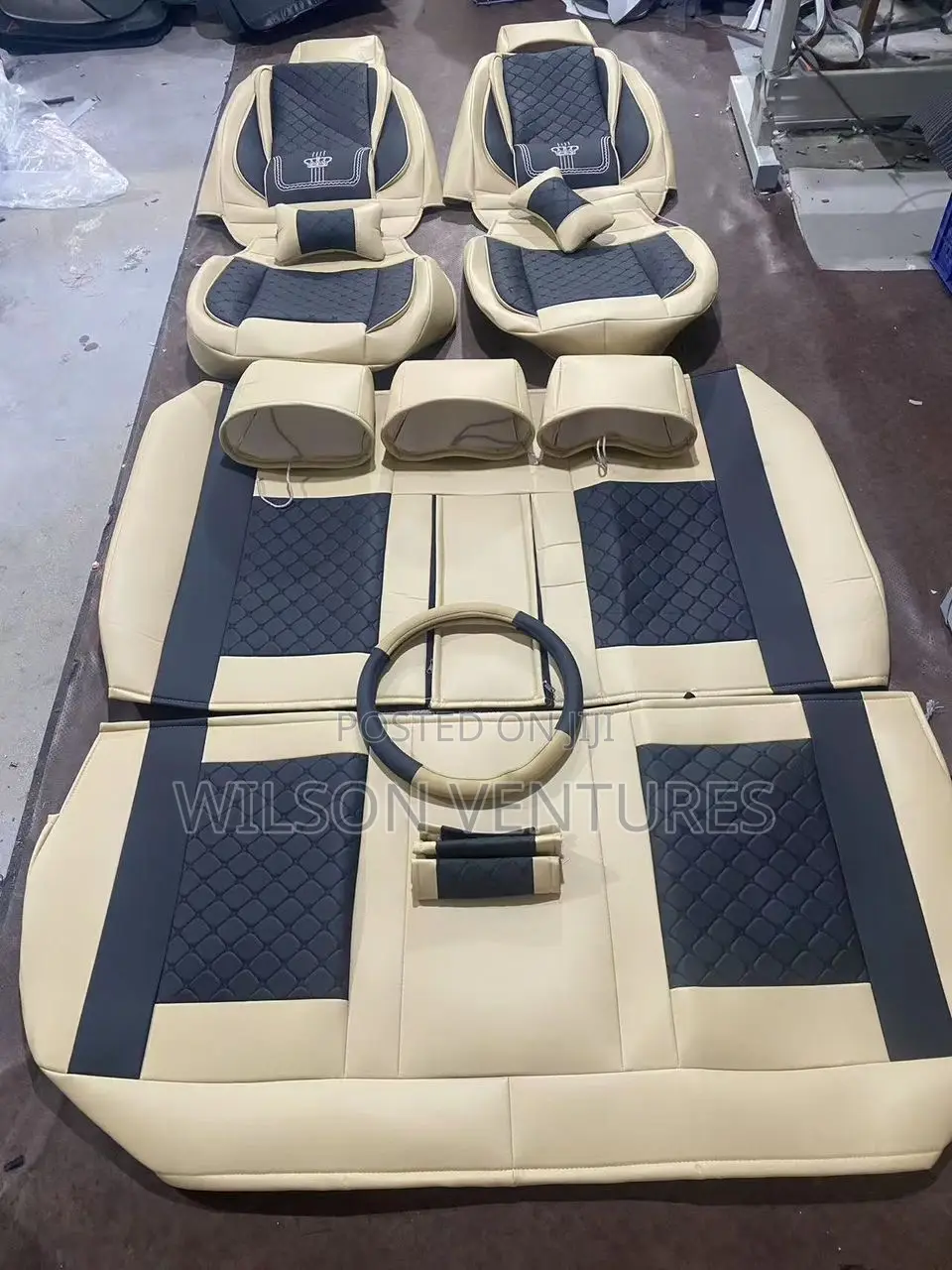 Complete Set Car Seat Cover Milk And Black