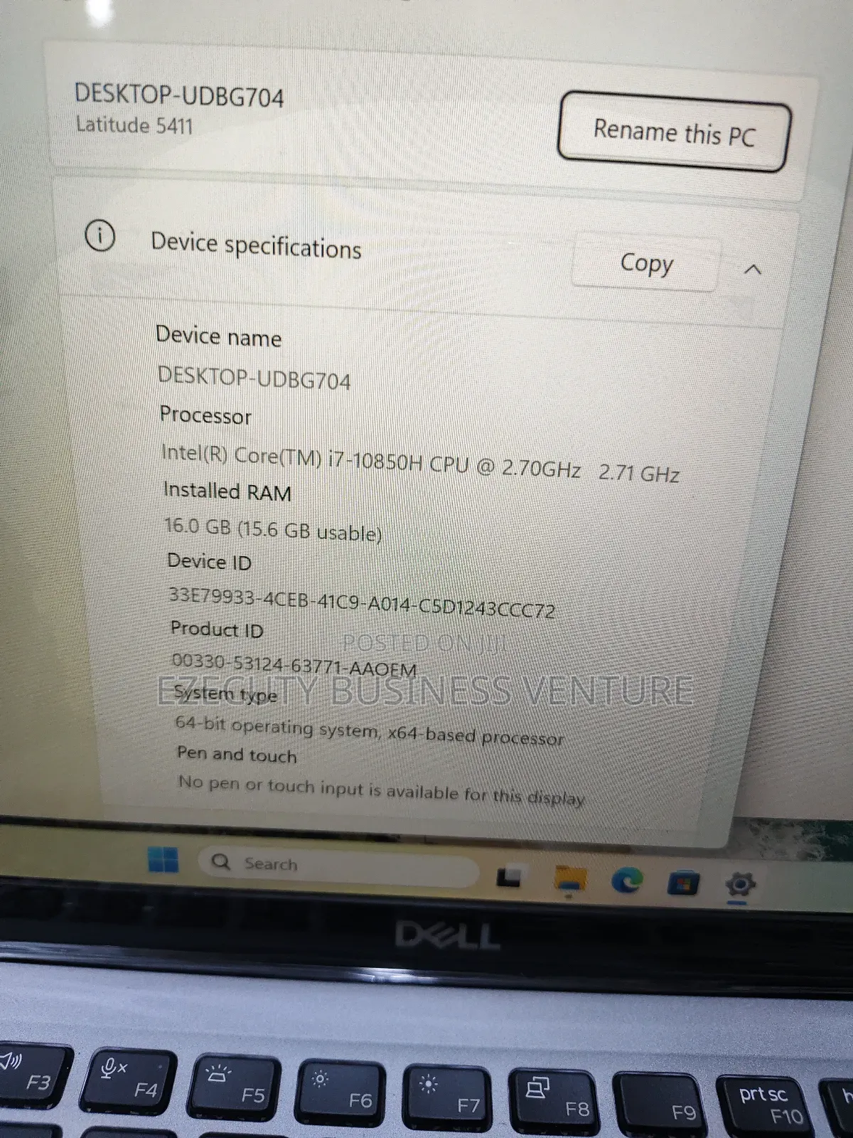 Laptop Dell Latitude 5411 16GB Intel Core I7 SSD 256GB