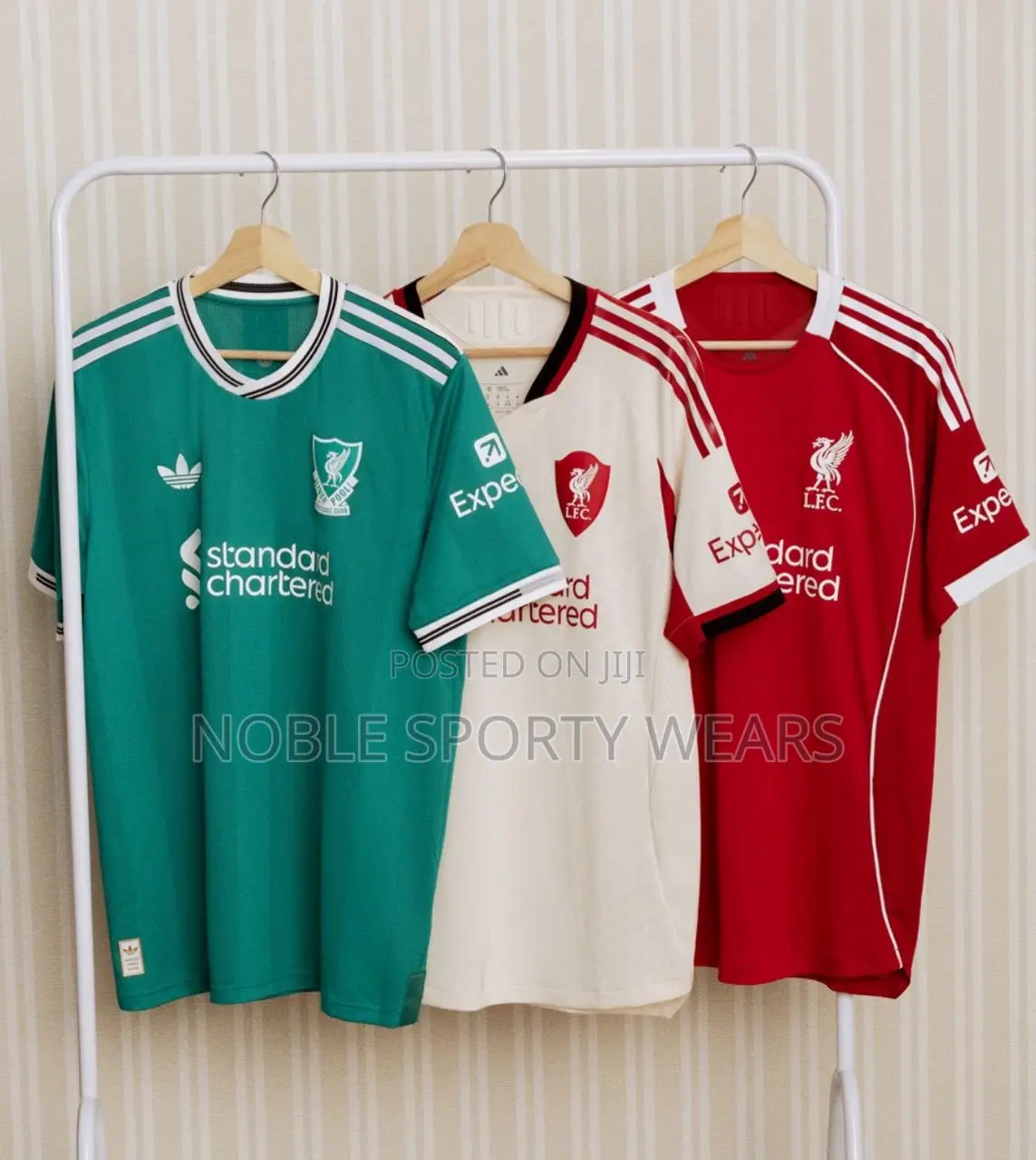 Liverpool Kits in Red, White, Green and Black Color. Glamorous!
