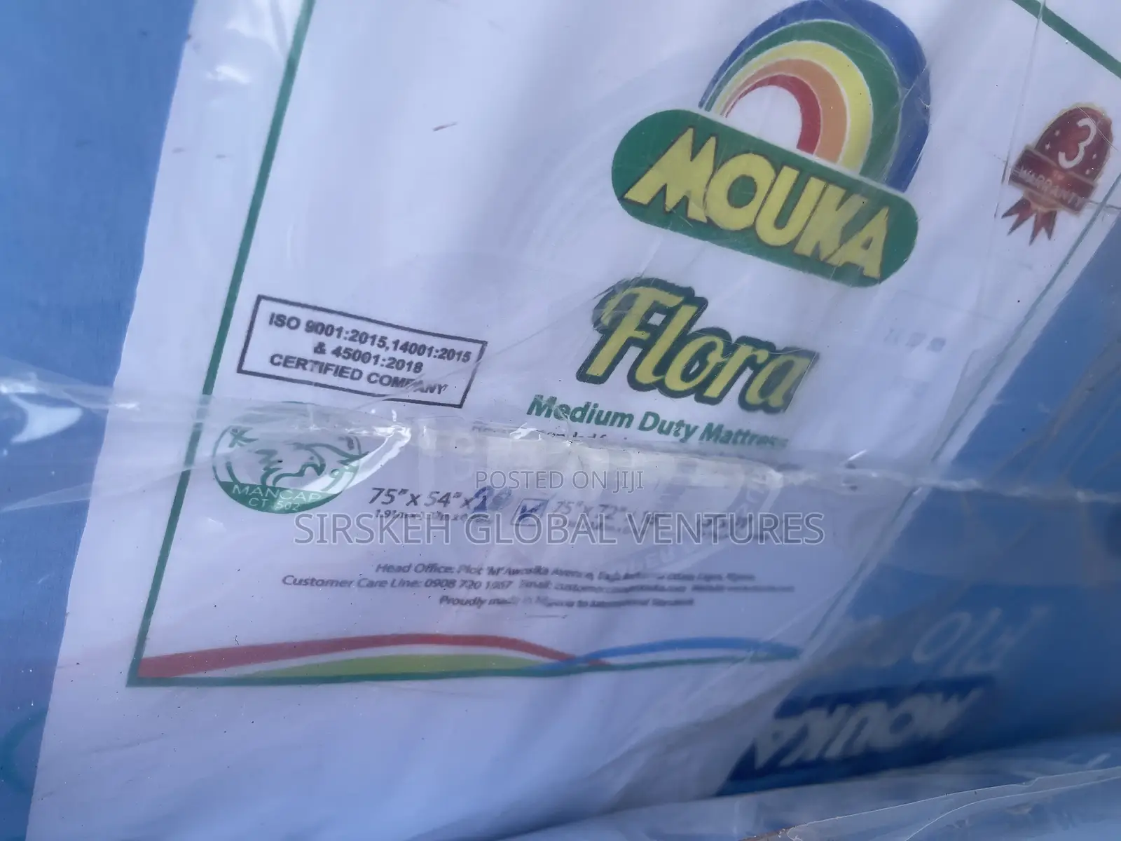 6 by 4.5 X 20 Inches Mouka Flora Mattress 75 X 54 X 20