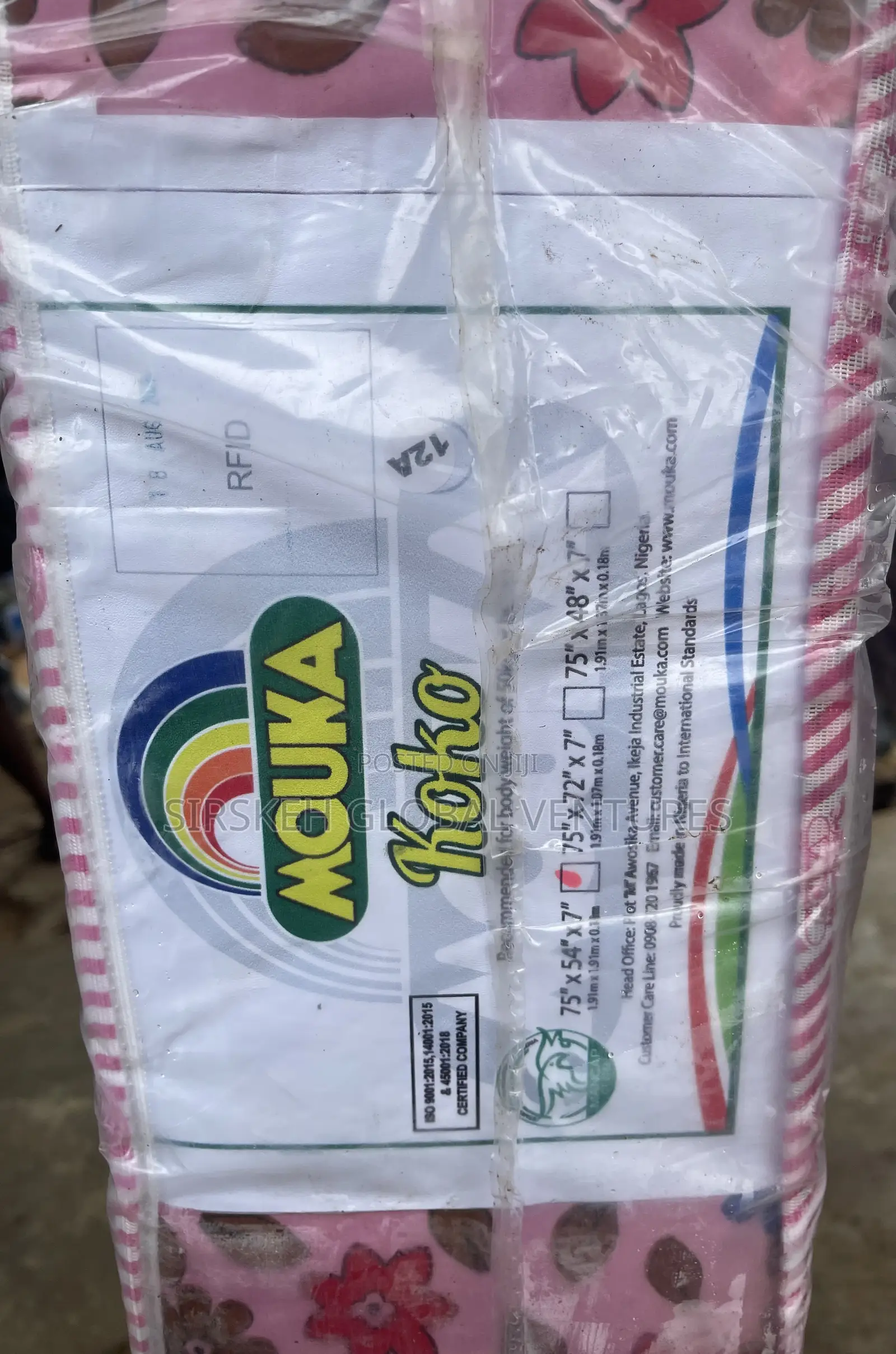 6 by 4.5 X 8 Inches Mouka Koko Mattress 75 X 54 X 8