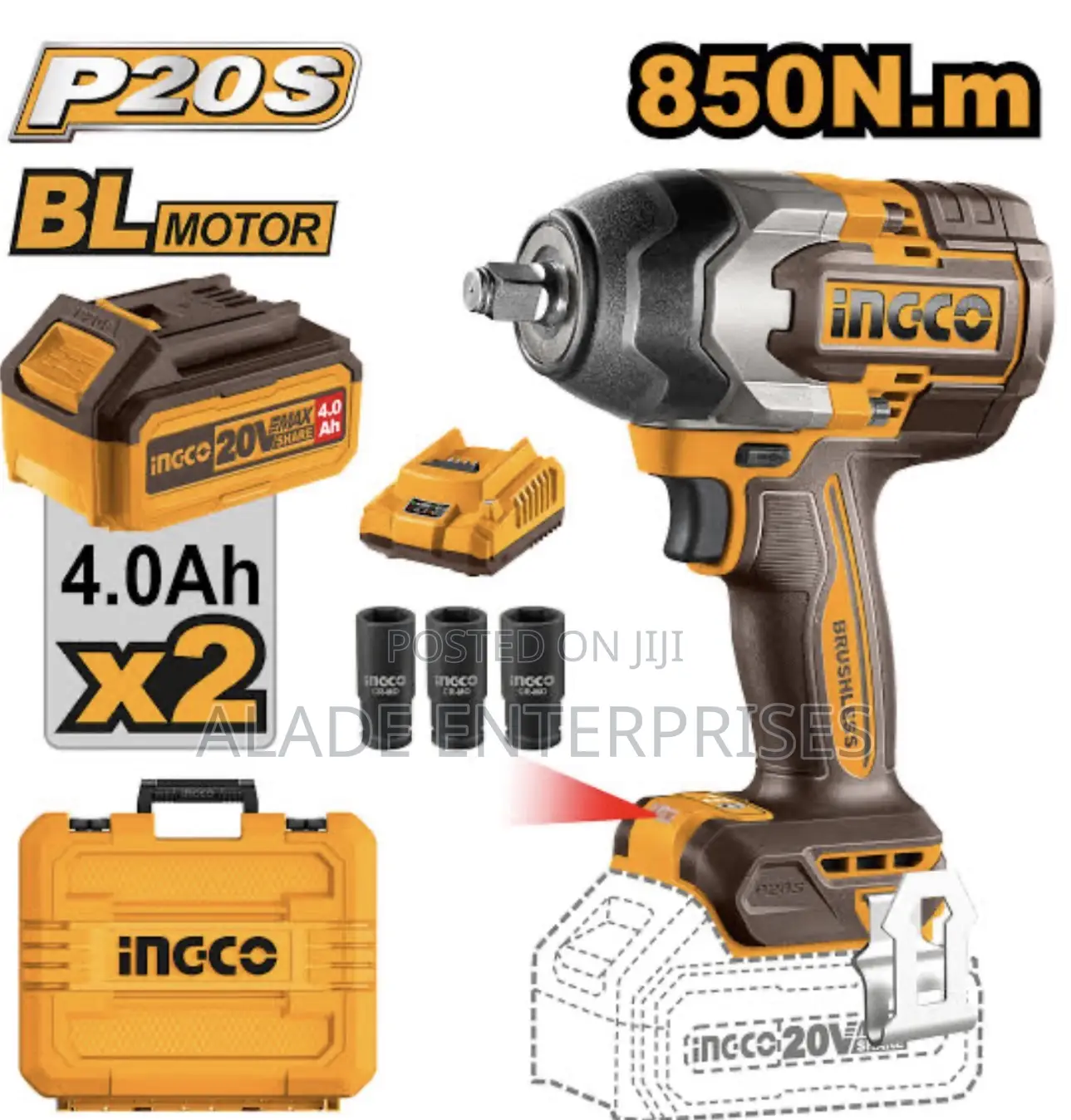 Ingco 850nm Cordless Impact Wrench, Ciwli2085