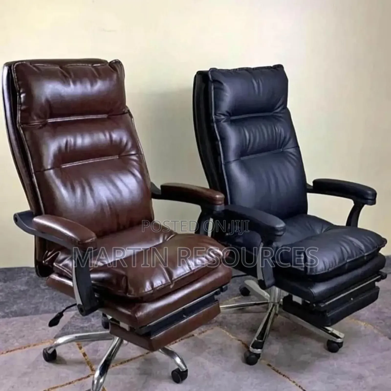 Executive Leather Office Chair With Footrest