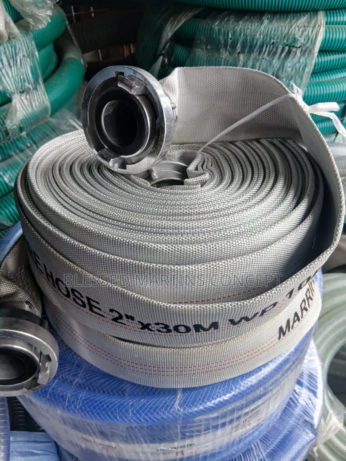 2" White Canvas Discharge Fire Hose With Coupling. Full Bundle 30meter