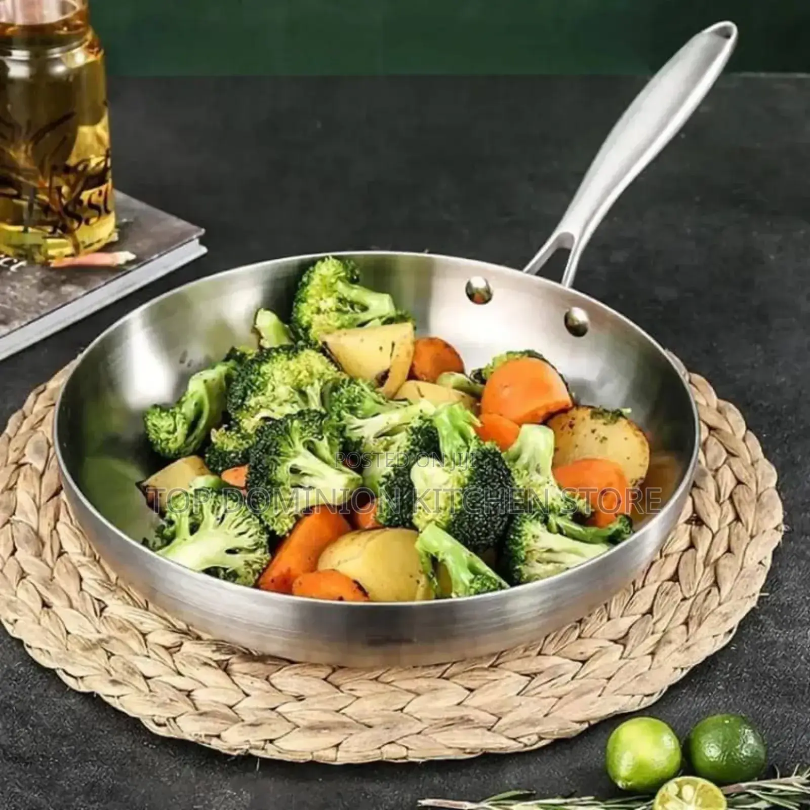 26cm Quality 304 Stainless Steel Uncoated Nonstick Fry Pan