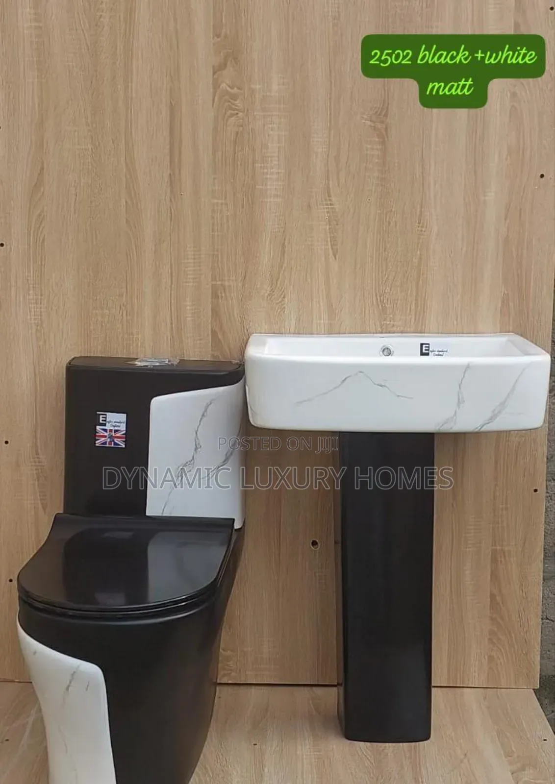 Matt Black and White Complete Set Wc With Wash Hand Basin