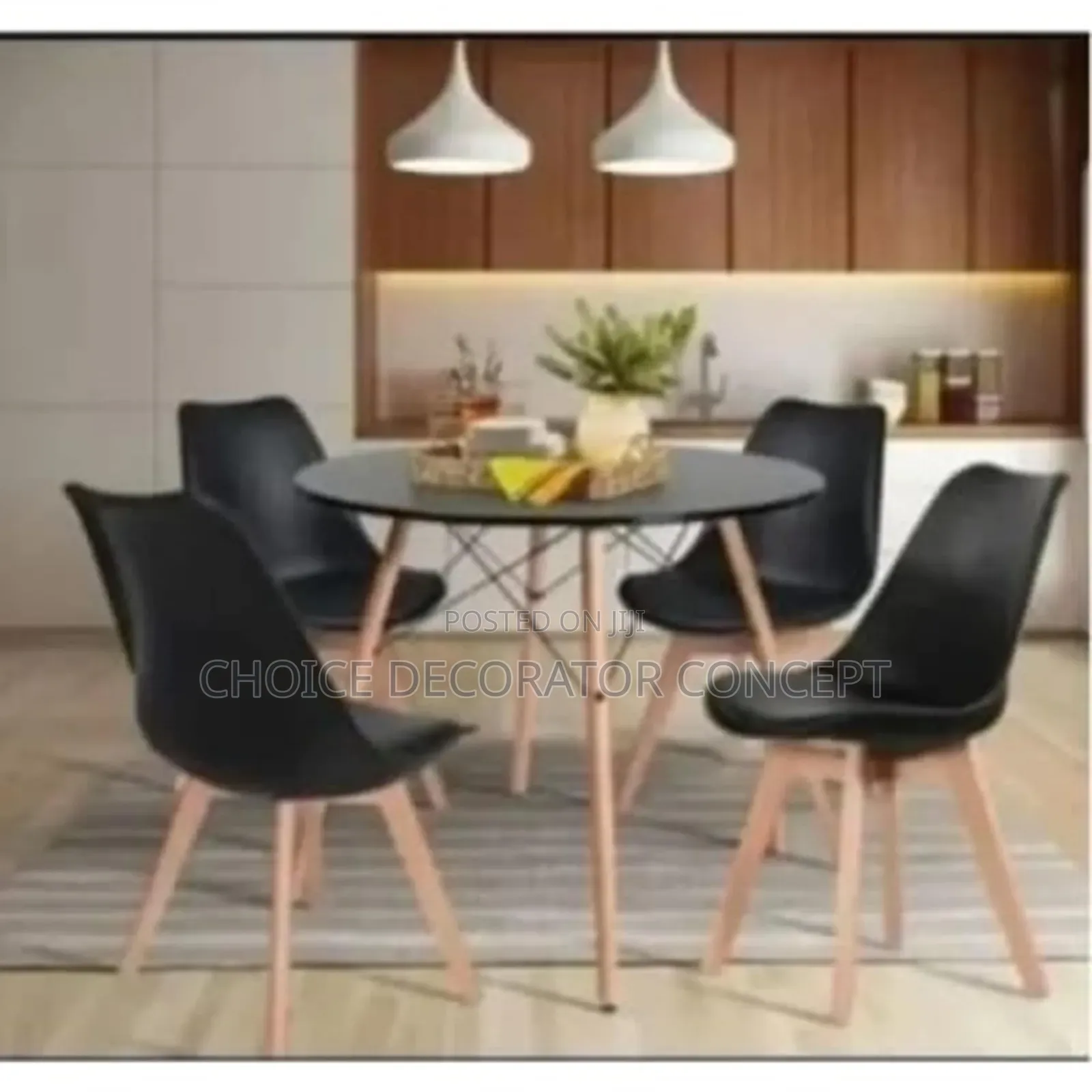 Dinning Table With 4 Chairs - Black