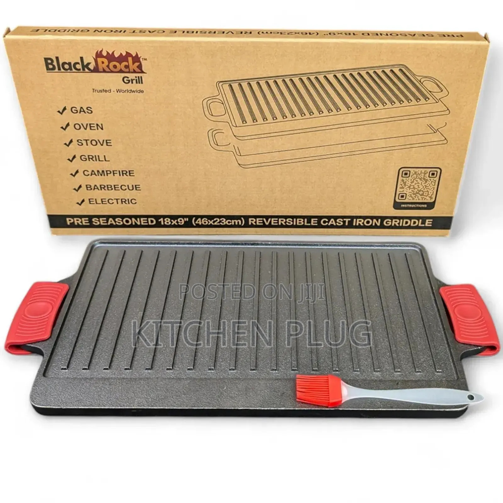 Large Size Cast Iron Reversible Grill/Griddle With Handles