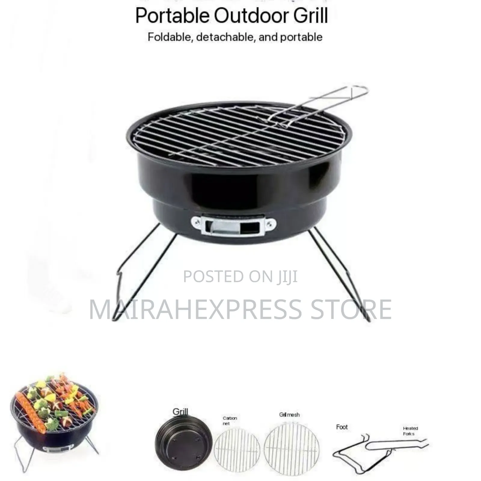 Portable Circular Charcoal Berbecue (Bbq) Grill