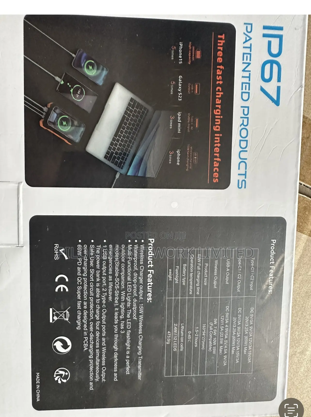 20,000 Mah Powerbank With Wireless Charging
