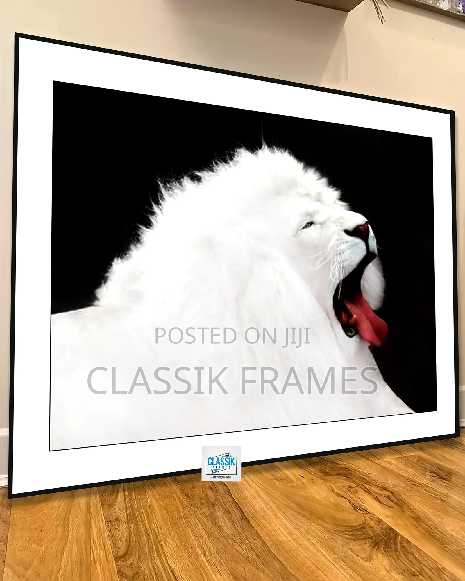 Hd Framed White Lion Canvas Digi Painting Wallart