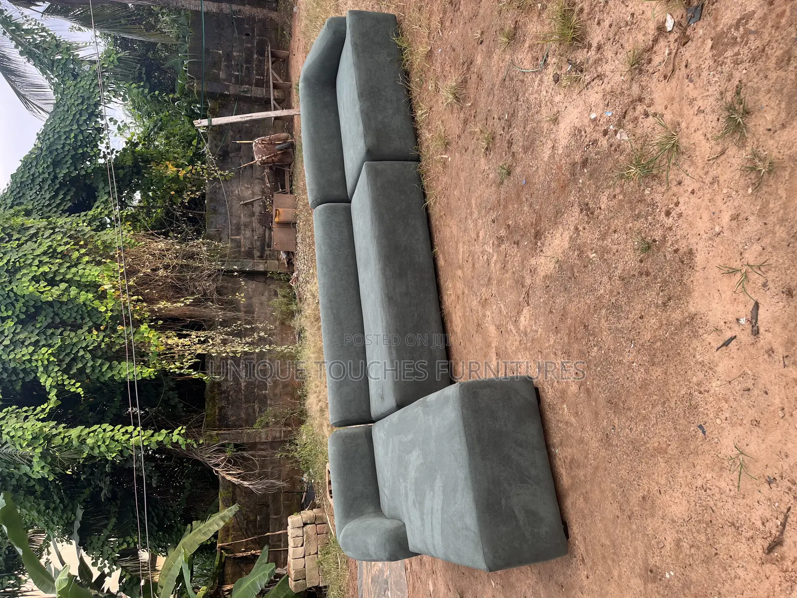 Dark Green Sectional Sofa and Single