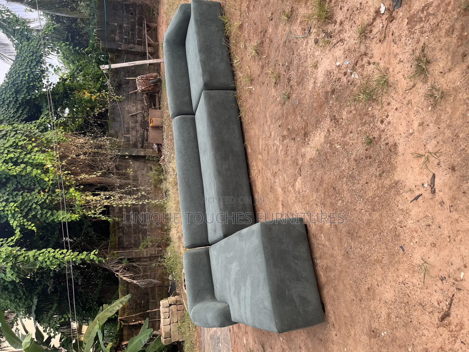 Dark Green Sectional Sofa and Single