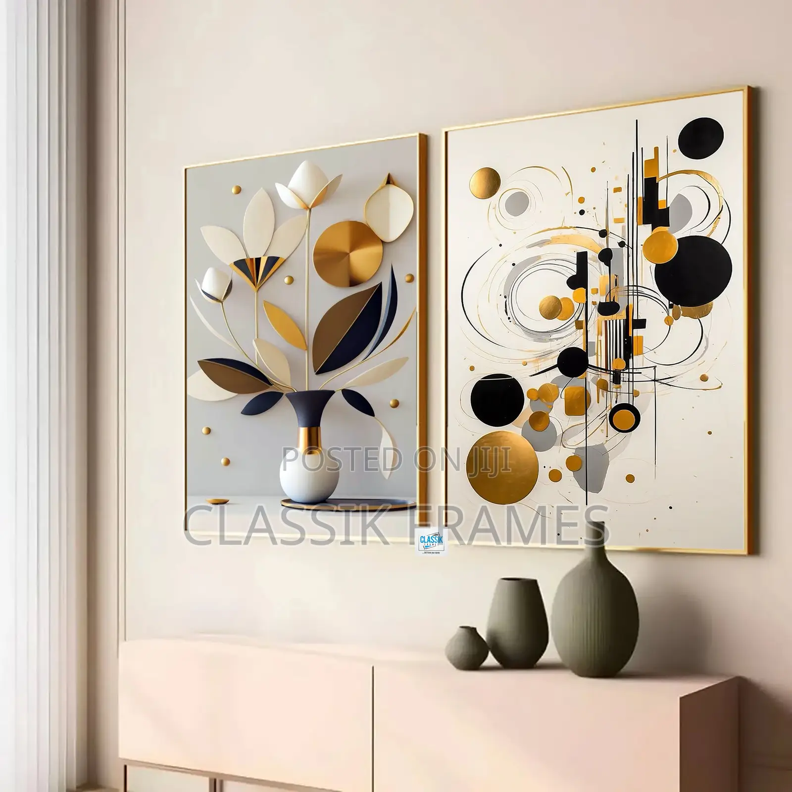Hd Framed Abstract Gidi Painting With Gluter Framed Wallart