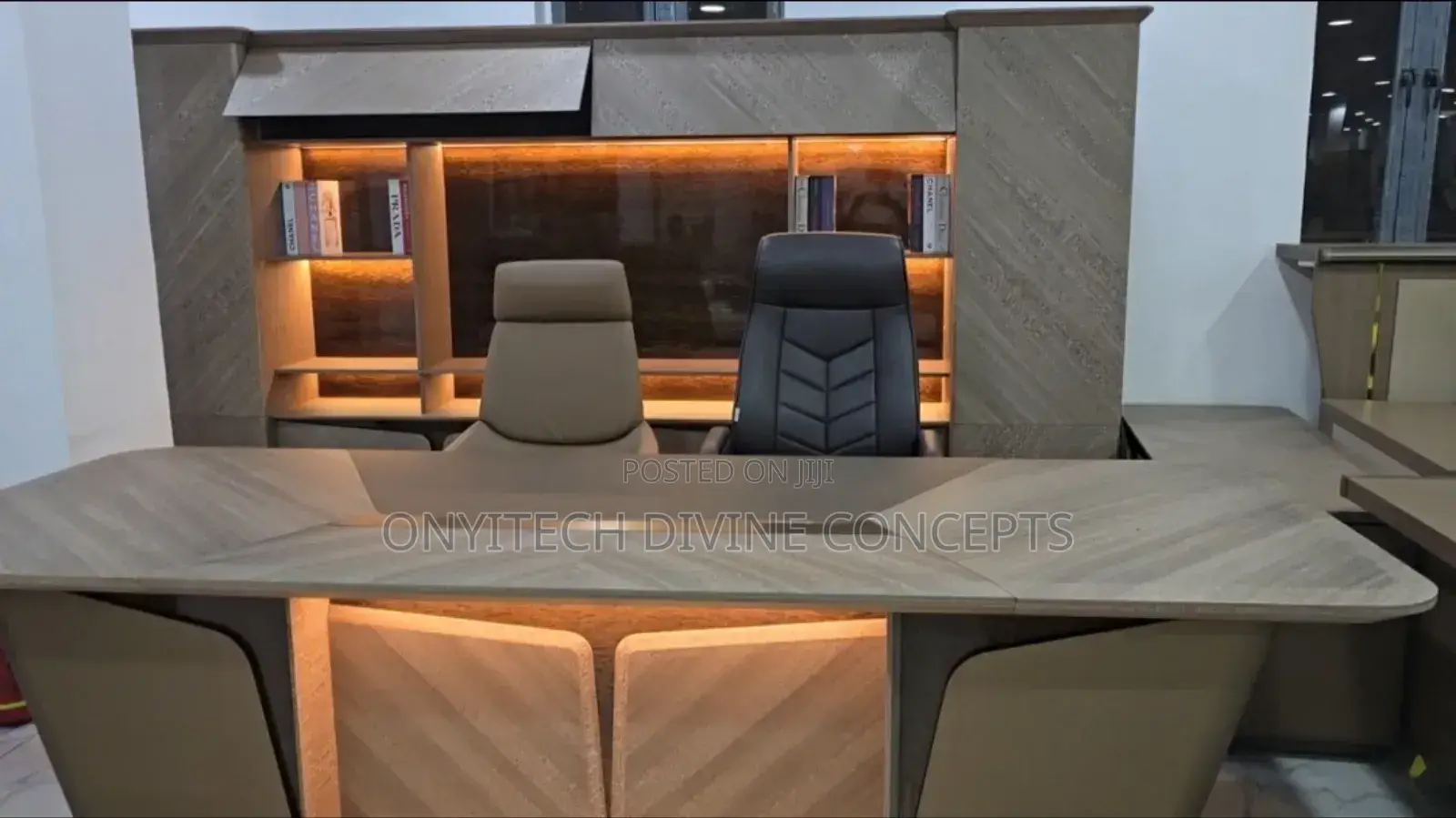 Imported 3 Meters Office Boss Table With Led Light and Shelve