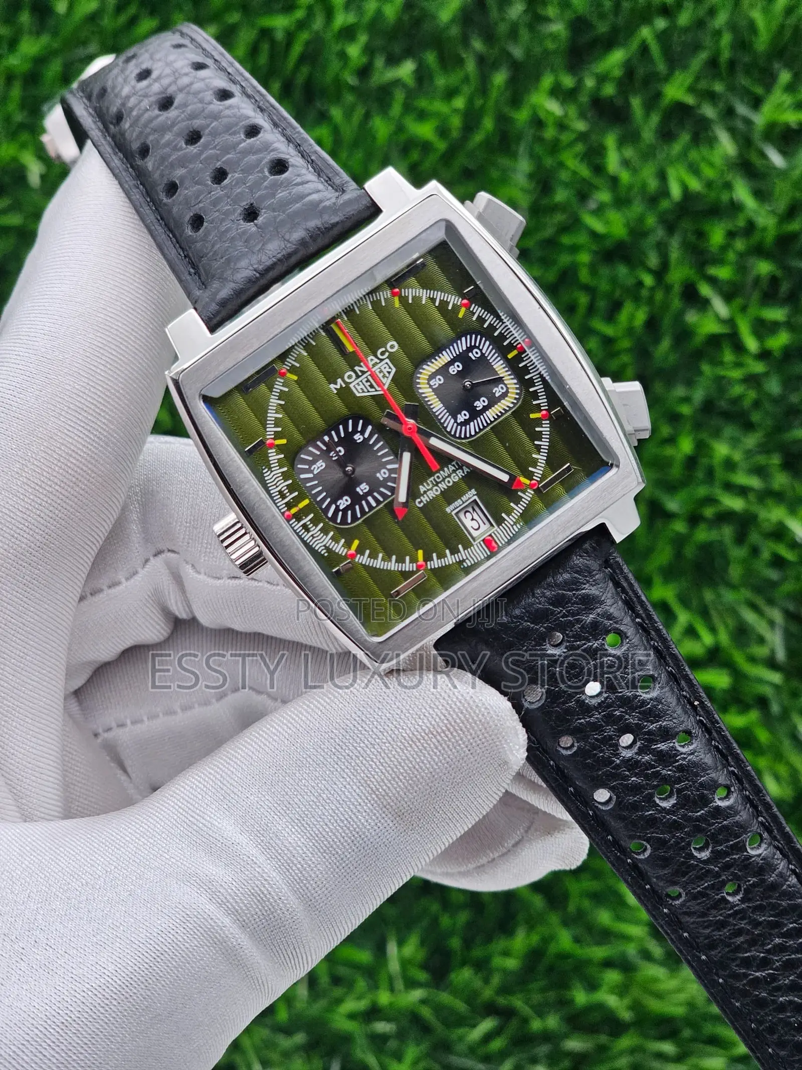 High Quality Luxury Monaco Leather Wristwatch
