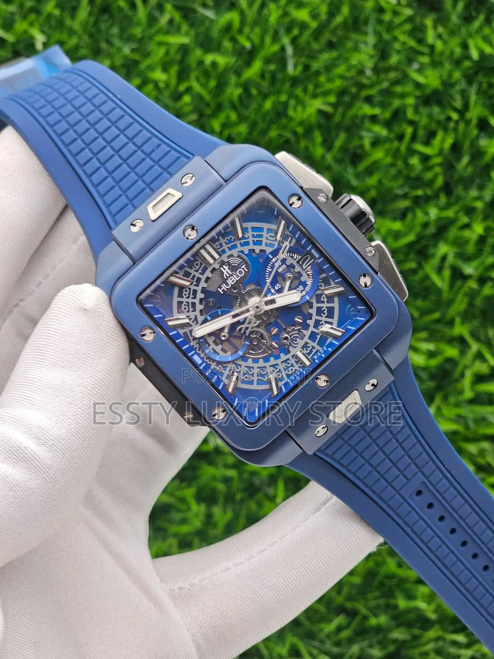 Automatic Engine Luxury Hublot Rubber Wristwatch