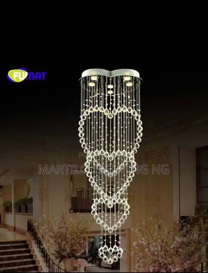 Rain Drop Crystal Love Chandelier Light for Void Parlor and Staircase