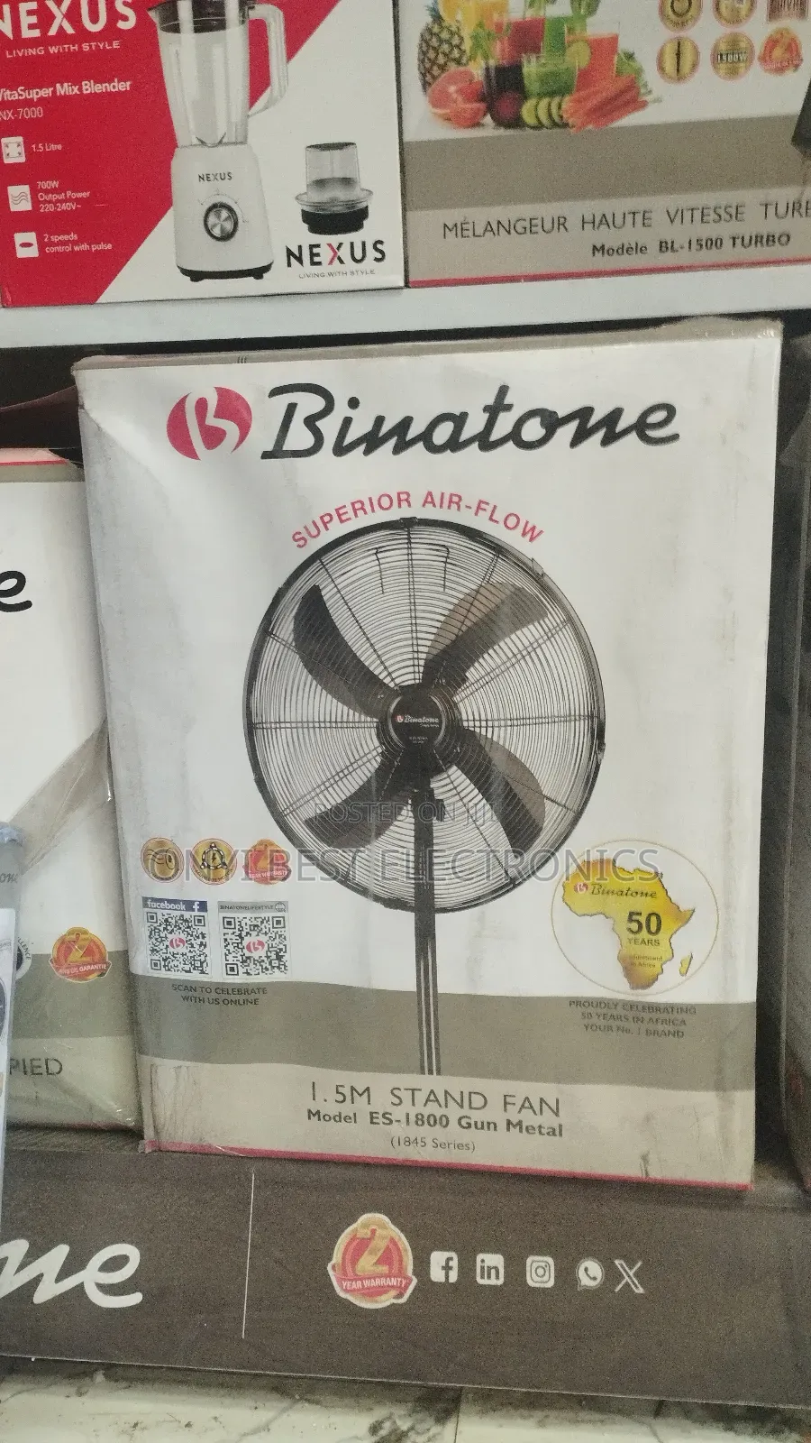 Binatone 18 Inches Binatone Stand Fan Elite Series - Es-1800 - Metal