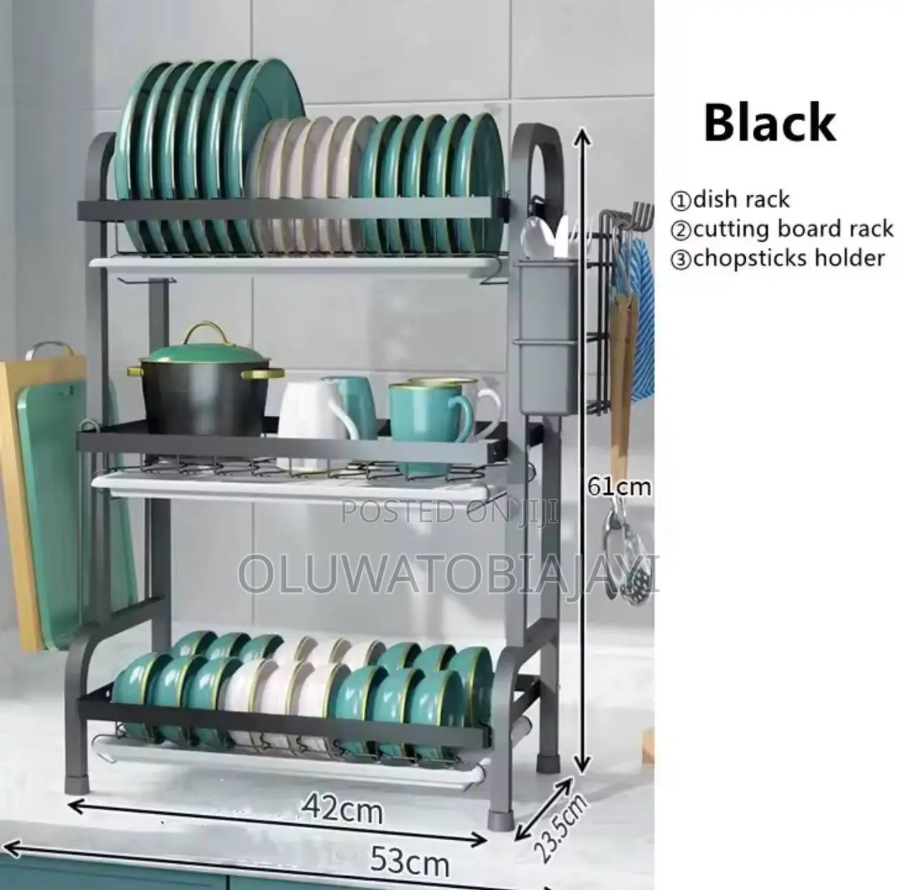 3layer Plate Rack/ Dish Drainer Black