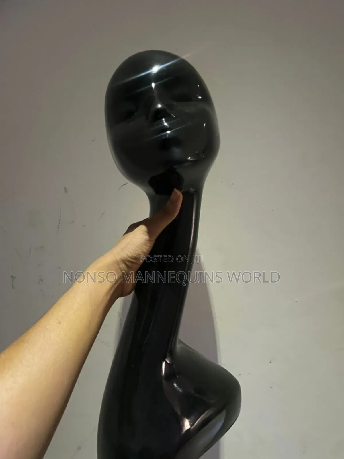 Black Long Female Mannequin Head