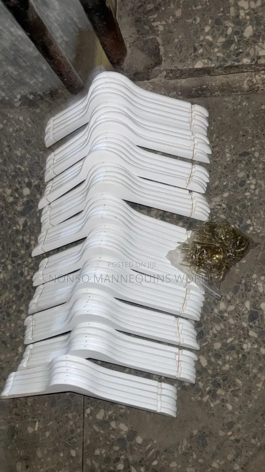 White Wooden Hangers For Shirts And Tops With Golden Hook