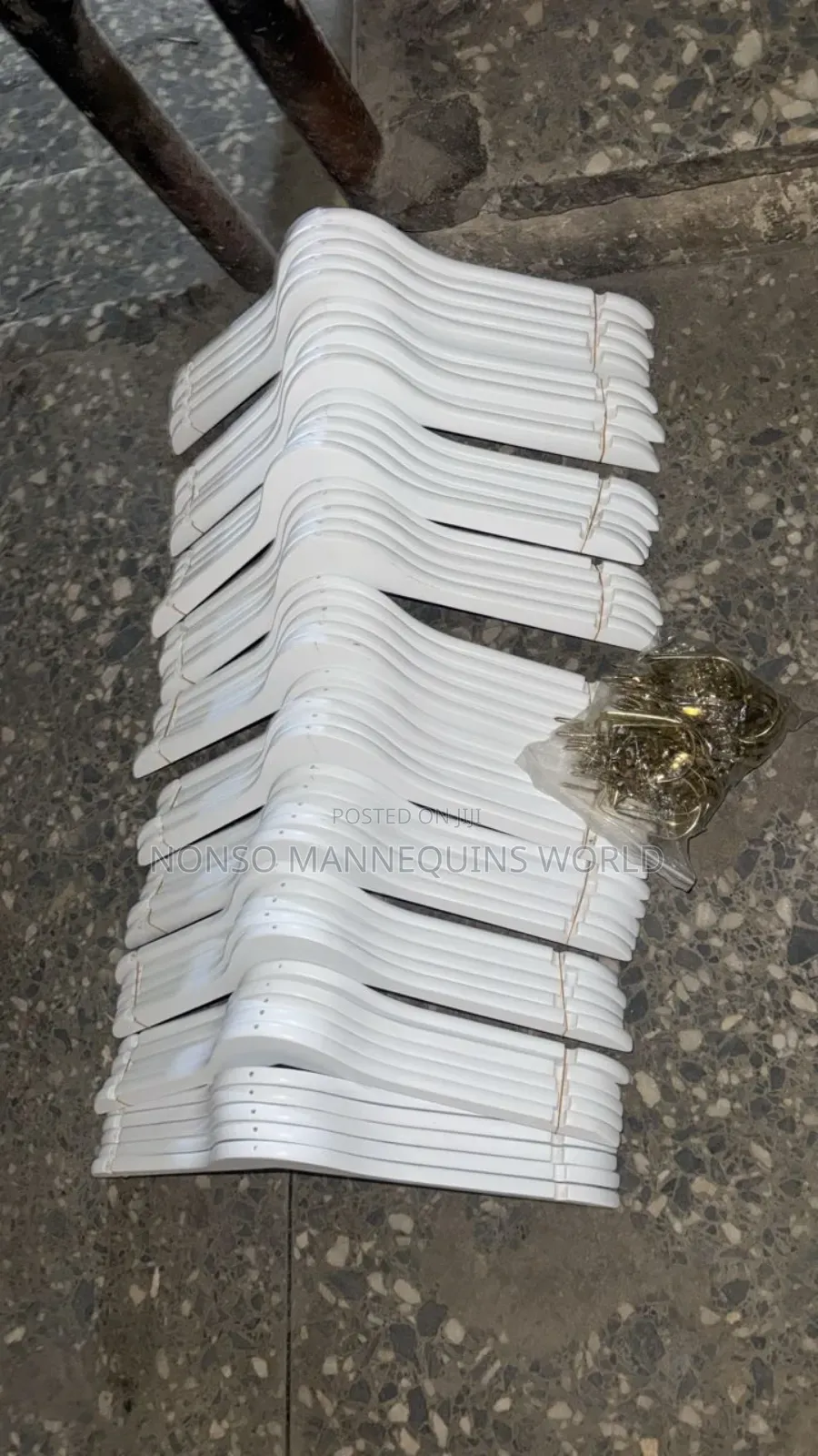 White Wooden Hangers For Shirts And Tops With Golden Hook