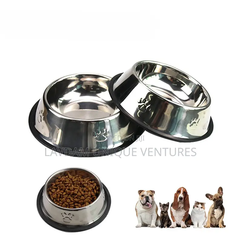 Thickened Stainless Steel Pet Food Bowls – Non-Slip Durable