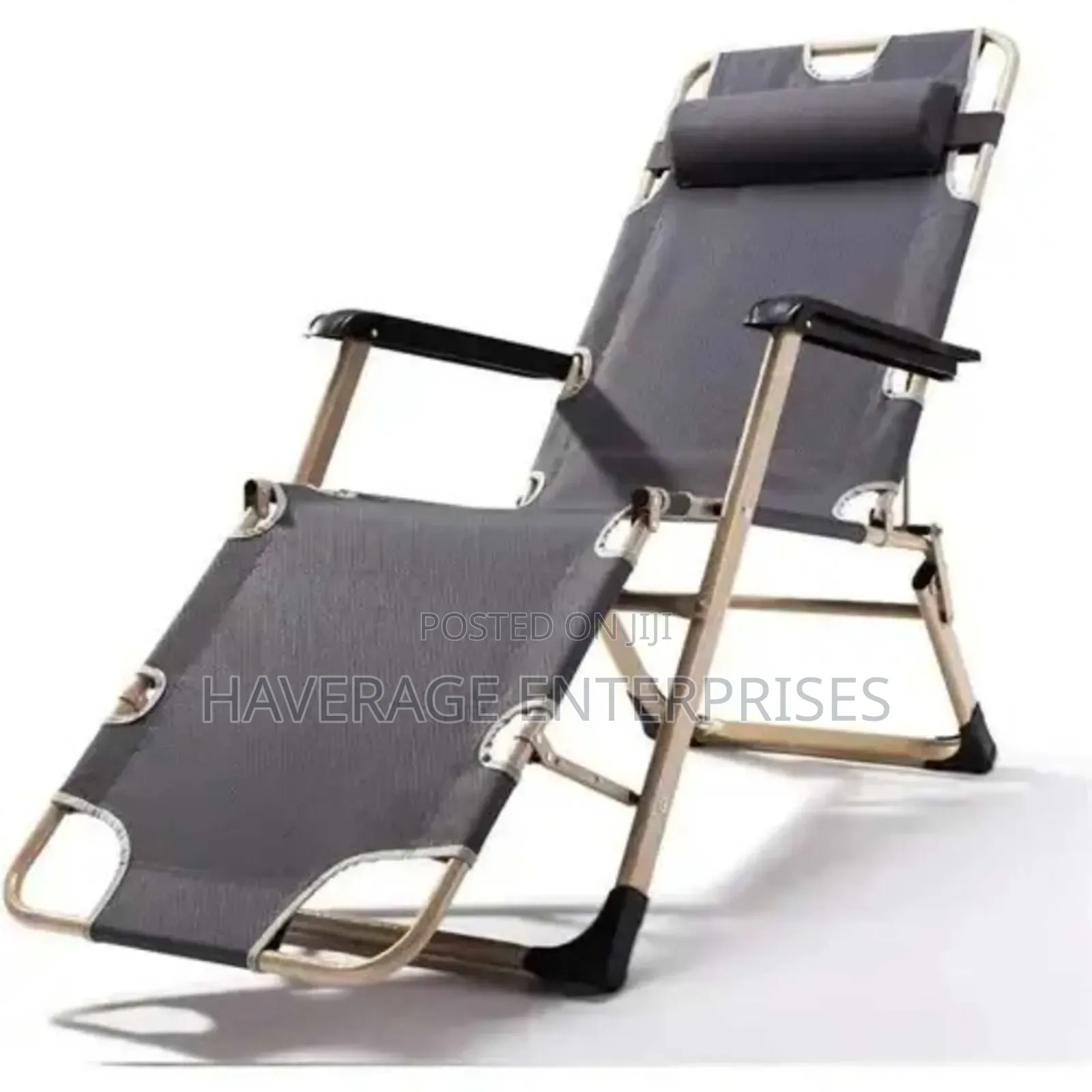 Adjustable Outdoor Relaxing Bed/Chair With Cushion - Black