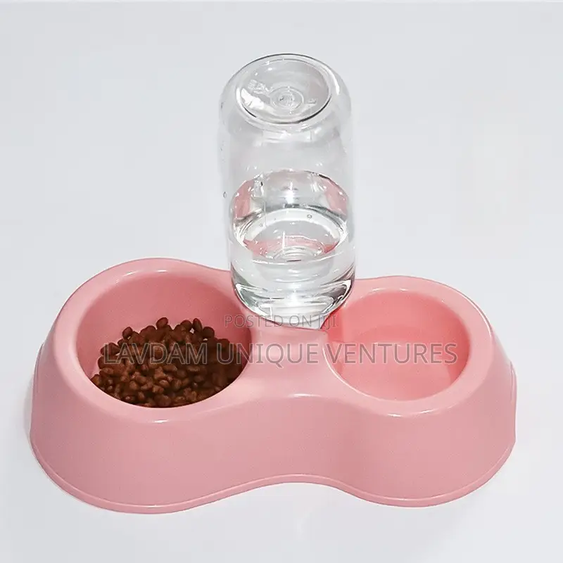 Anti-Knockover Double Plastic Cat Bowl – Easy Clean Dog Bowl