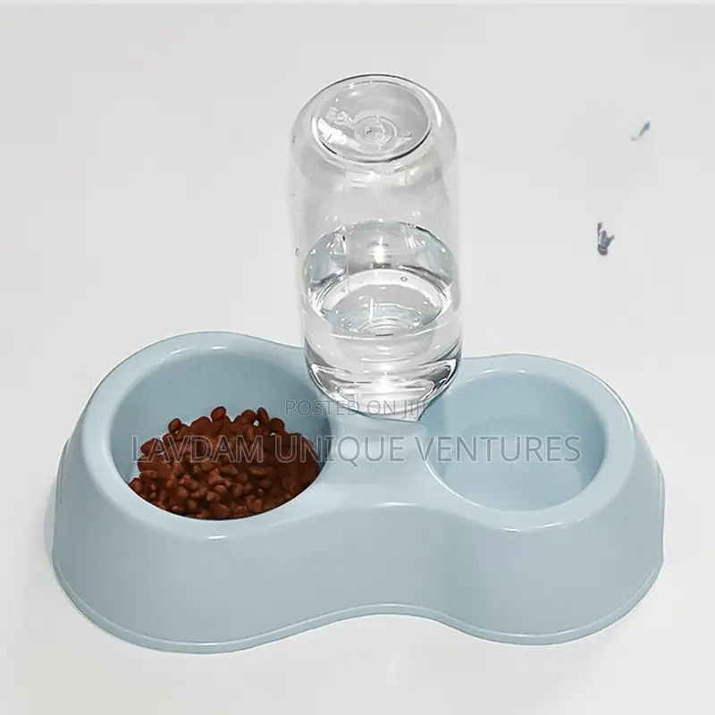 Anti-Knockover Double Plastic Cat Bowl – Easy Clean Dog Bowl