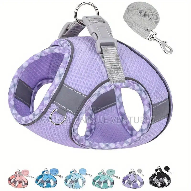 Reflective Plaid Pet Chest Harness and Leash for Small Medium Dogs