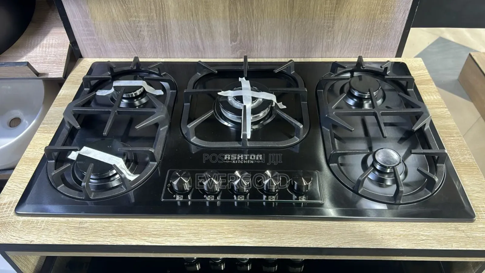 Stainless Black 5 Burner Built-in Gas Cooker With Automatic Ignition