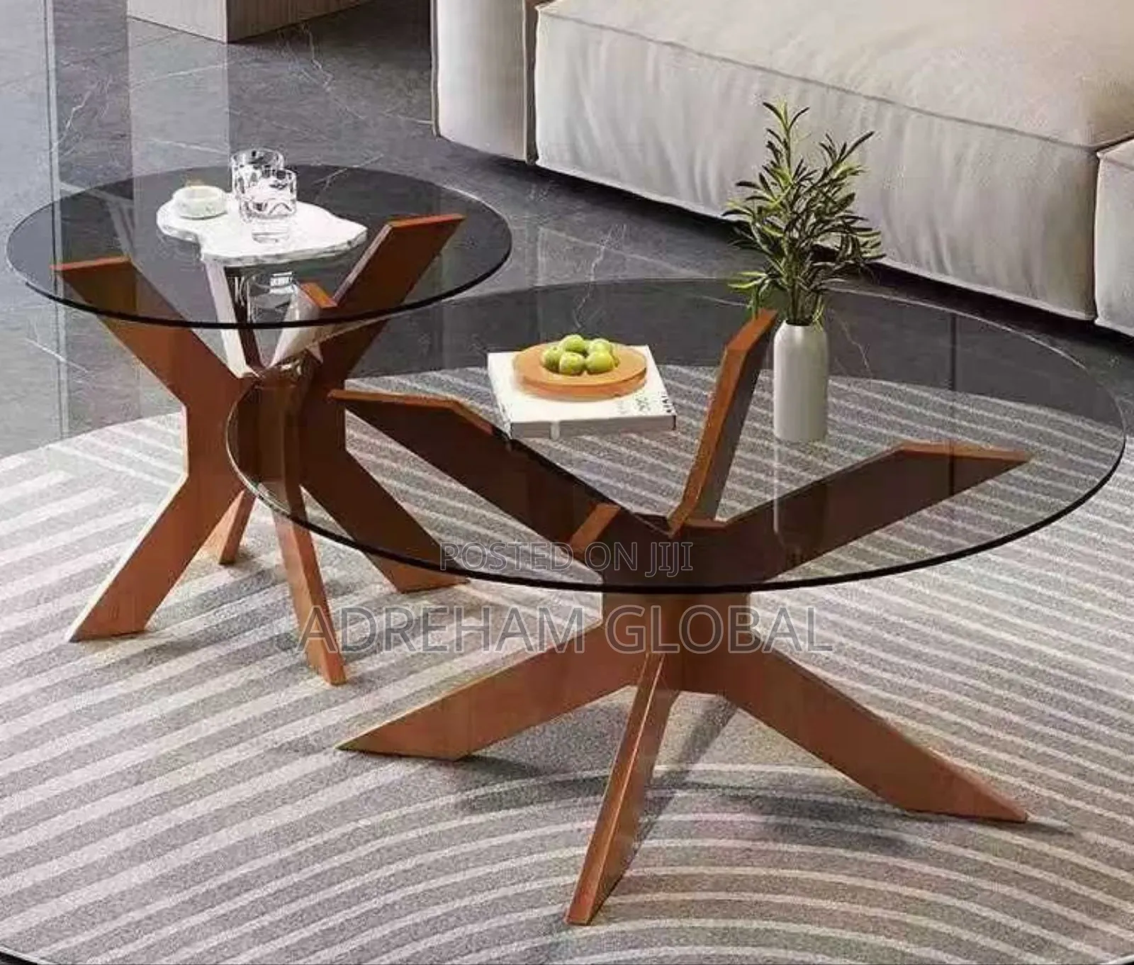 Double Sided Round Tampered
Glass Center Table